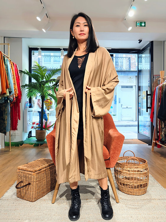 Veste Kimono Longue brun alaska – Image 4