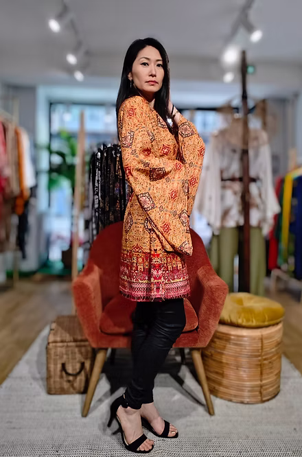 Veste kimono en mousseline fleurs bohèmes – Image 2