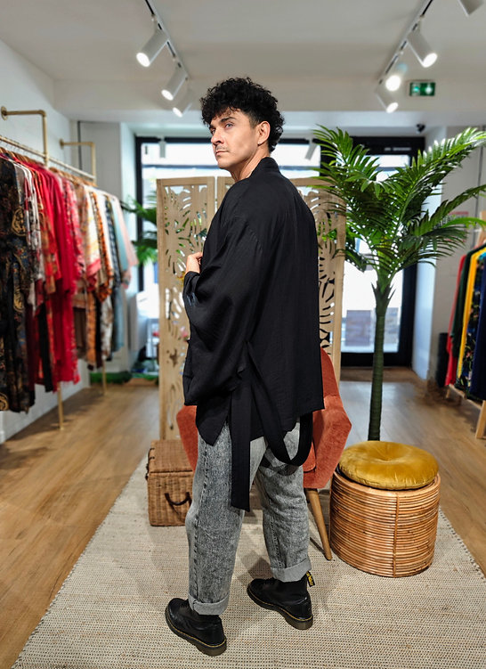 Veste Kimono noire manches kimonos – Image 2