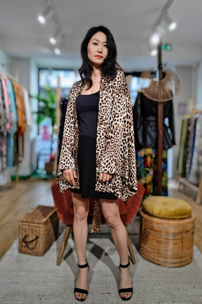 Veste Kimono Courte Léopard