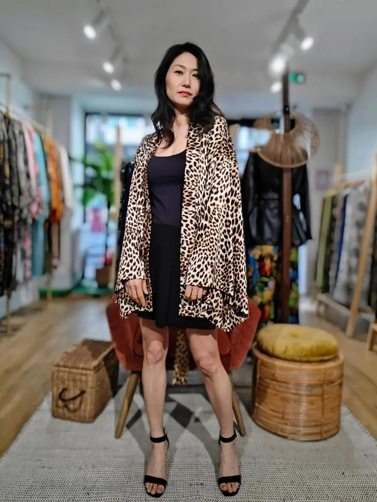 Veste Kimono Courte Léopard