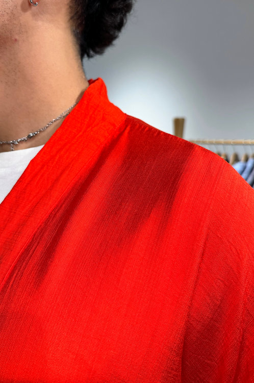 Veste Kimono rouge vif manches kimonos – Image 5