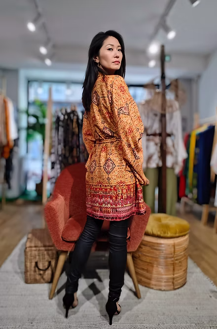 Veste kimono en mousseline fleurs bohèmes – Image 3