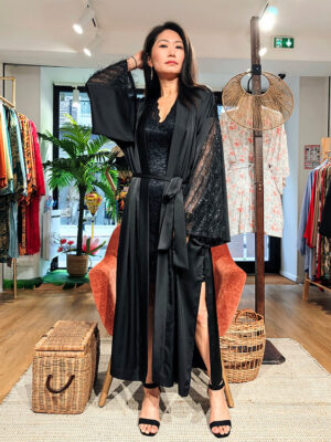 Veste Kimono Longue noire Furie