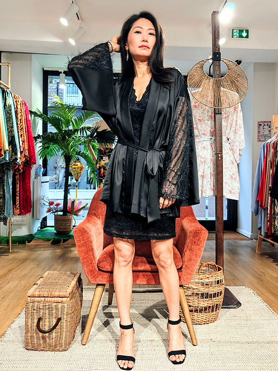 Veste Kimono Courte noire Furie