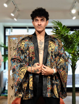 Veste Kimono Courte dragon et phoenix vietnamiens