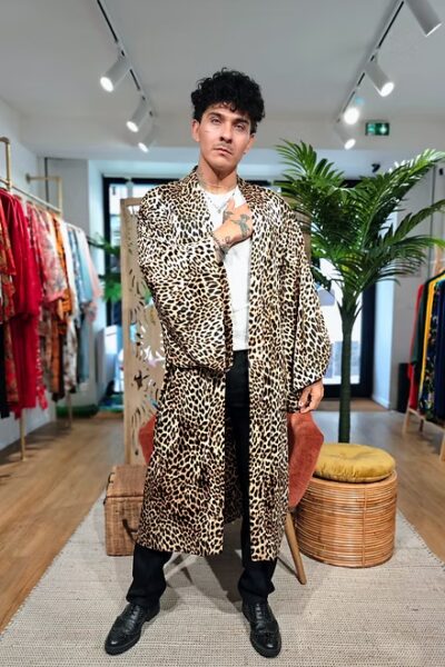 Veste Kimono Longue Léopard