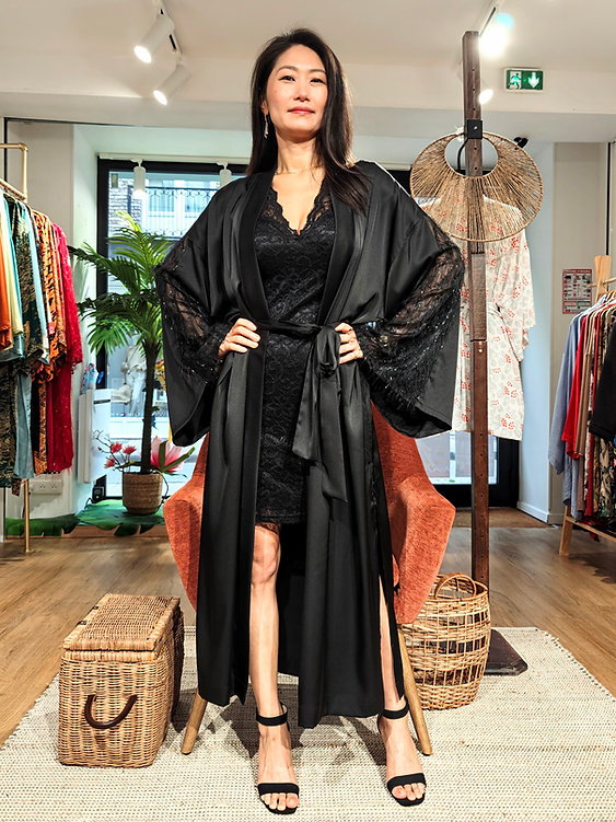 Veste Kimono Longue noire Furie – Image 2