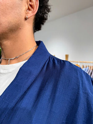 Veste Kimono bleu marine manches kimonos
